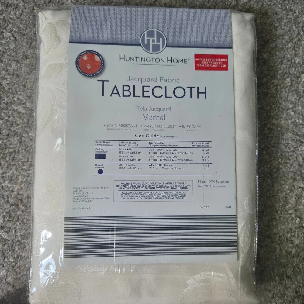 Huntington Home Jacquard Tablecloth Ivory‎ Floral 60 x 104 Oblong Rectangular